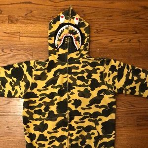 Bape Yellow Camo Shark Hoodie